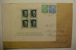 GERMANY  LEADER SHEETLET  HUSUM 1937 COVER TO NEW YORK