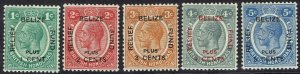 BRITISH HONDURAS 1932 KGV BELIZE RELIEF FUND OVERPRINT SET