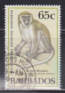 BARBADOS Scott # 749 Used - Green Monkey