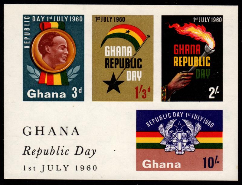 Ghana - Mint Souvenir Sheet Scott #81a (Republic Day)