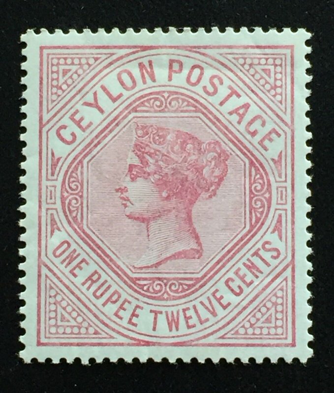 CEYLON 1887 QV 1R 12c wmk CC UPRIGHT MH SG#201b c4180