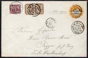 Egypt 1893 5m on 10pa p/stat env with additional adhesive...