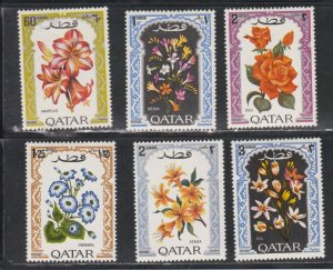 Qatar # 214-219, Flowers, Mint Hinged, 1/3 Cat