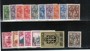 St Lucia #110s - #126s (SG #128s - #141s) Very Fine Mint Perforated Specimen Set