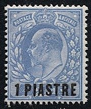 British Offices in Turkey 1911  Sc 39  1pi on 2 1/2d KE Mint MLH,  F-VF