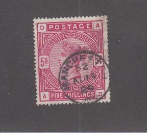 GB SG 180 SC # 108 VF-SUPERB SON MANCHESTER CANCELLED Q/VIC 5sh CAT VAL $250+