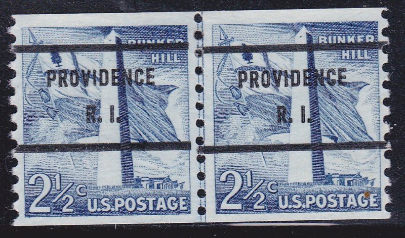 Precancel - Providence, RI PSS 1056-71 Coil Line Gap Pair - No Gum