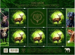 Poland 2023 MNH Stamps Mini Sheet Hunting Organisation Animals Deer Boar Dog