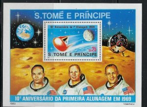 St Thomas and Prince 582 MNH 1980 Moon Landing Anniv S/S (ap9473)