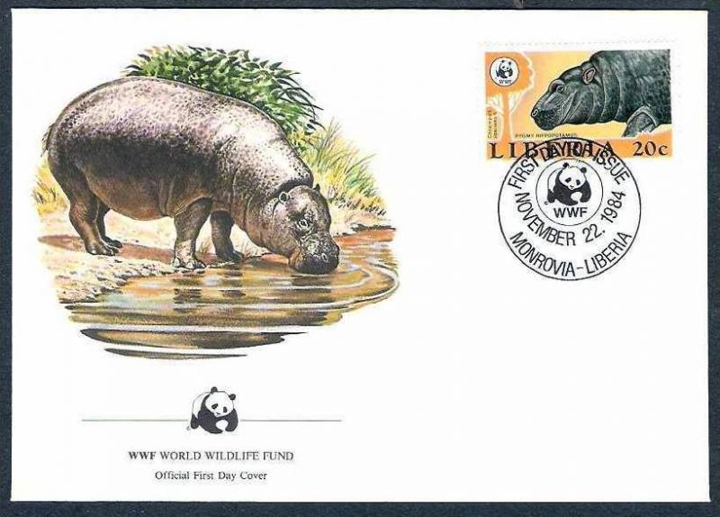 Liberia 1984 WWF - Pygmy Hippopotamus, Panda Emblem, Wild Life, Mammal, Anima...