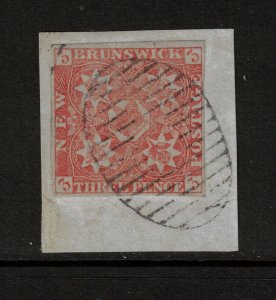 New Brunswick #1 Very Fine Used With Neat Oval Grid Cancel Tied On Piece 