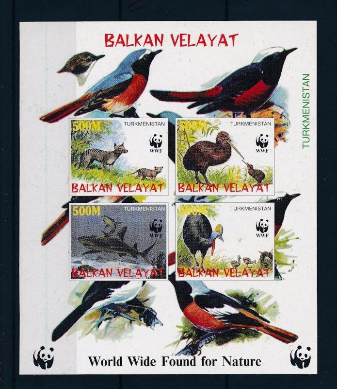 [54291] Turkmenistan Private issue  Animals WWF Birds Shark MNH Sheet