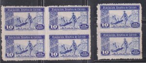 SPAIN Charity Stamps Block Of 4 & Pair MH - Rural Postman