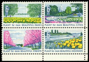 US Sc 1365-68 VF/MNH Se Tenant Block - 1969 Beautification - P.O. Fresh