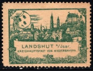 Vintage Germany Poster Stamp Landshut District Capital of Lower Bavaria