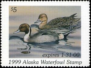 ALASKA #15 1999 STATE DUCK NORTHERN PINTAILS  by  Sherrie Russell Meline