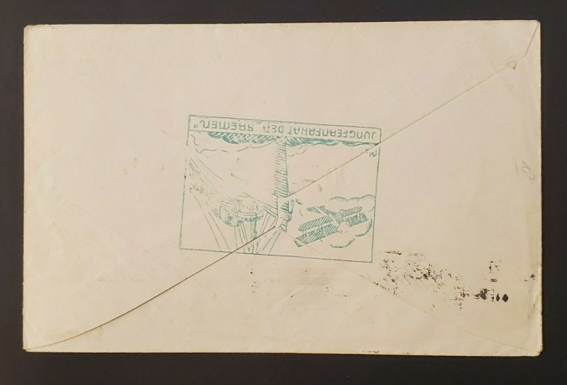 1929 Germany Brunswick D Bremen Heinkel D 1717 Catapult Sea Post Air Mail Cover