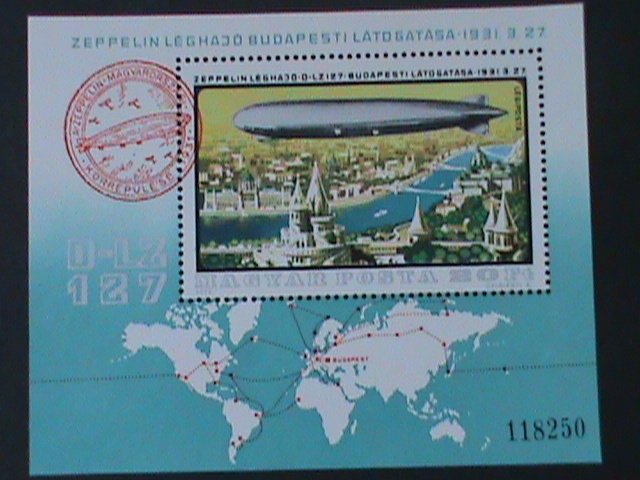 ​HUNGARY-1977-SC#C392-HISTORY OF AIRSHIPS-GRAF ZEPPELIN- MNH S/S VERY FINE