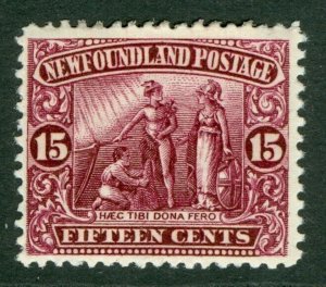 SG 127 Newfoundland 1911-16. 15c lake. Fine mounted mint CAT £35