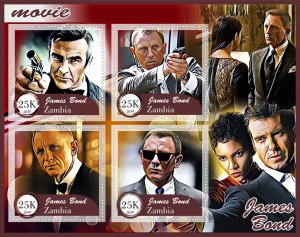 Stamps. Cinema. James Bond  2019 year 1+1 sheets perforated