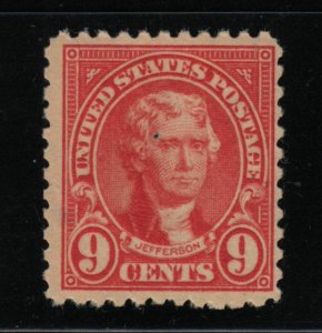 1923 Thomas Jefferson Sc 561 9c rose MNH single stamp, natural inclusion (15