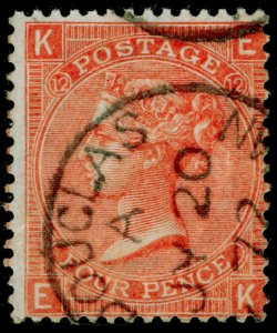 SG94, 4d vermilion plate 12, used. ISLE OF MAN. EK