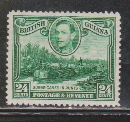 BRITISH GUIANA Scott # 234a MH 3 - KGVI & Sugar Cane - Watermark Upright