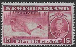 NEWFOUNDLAND SG263c 1937 15c CLARET p13 MTD MINT