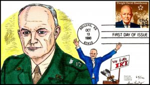 Scott 2513 25 Cents Eisenhower James Paslay Hand Painted FDC 64 Of 100