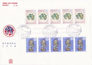 Monaco 1976 Europa Sheet of Eight on Large Unaddressed FDC. ART Topical VF