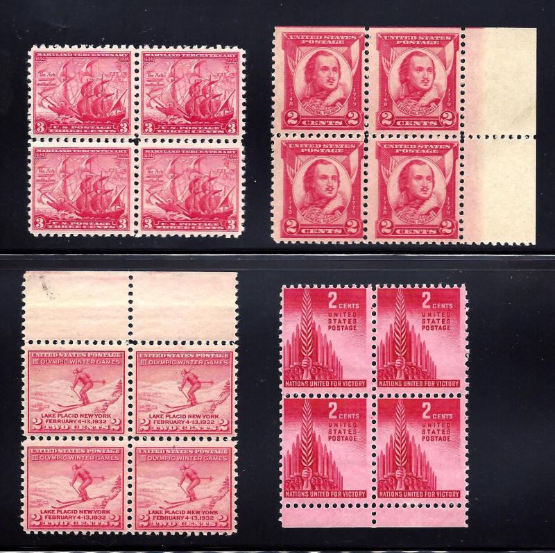 690,716,736,907 Mint,OG,NH/LH... Blocks of 4... SCV $5.40