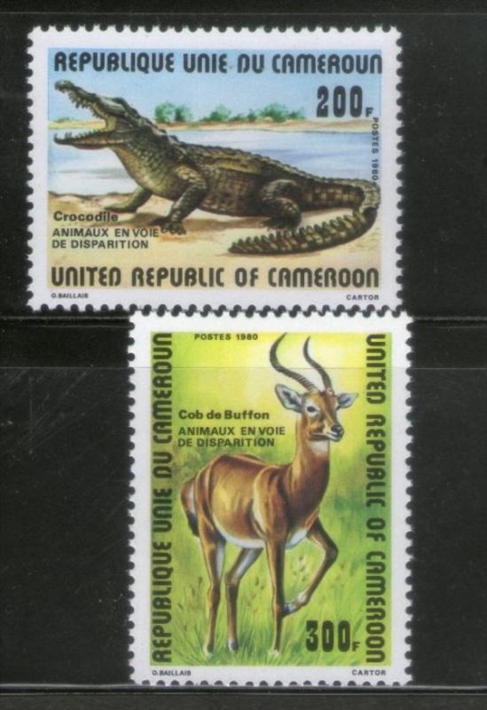 Cameroun 1980 Antelope Crocodile Wildlife Animals Reptiles Sc 478-79 MNH # 1619