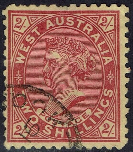 WESTERN AUSTRALIA 1902 QV 2/- RED/YELLOW PERF 11 USED 