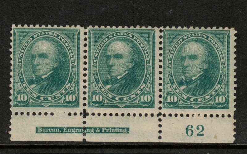USA #273 Mint Fine Never Hinged Imprint Plate Strip Of Three