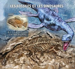 Centrafrique 2015 MNH.  FOSSILS AND DINOSAURS. Michel Code: 5899 / Bl.1401
