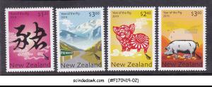 NEW ZEALAND - 2019 YEAR OF THE PIG - 4V MINT NH