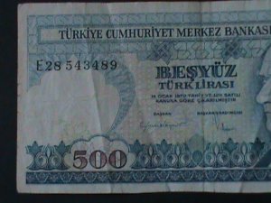 ​TURKEY-1984-CENTRAL BANK LAW OCAK-14-$500 LIRA-CIR-VF40 YEARS OLD-WATER MARK