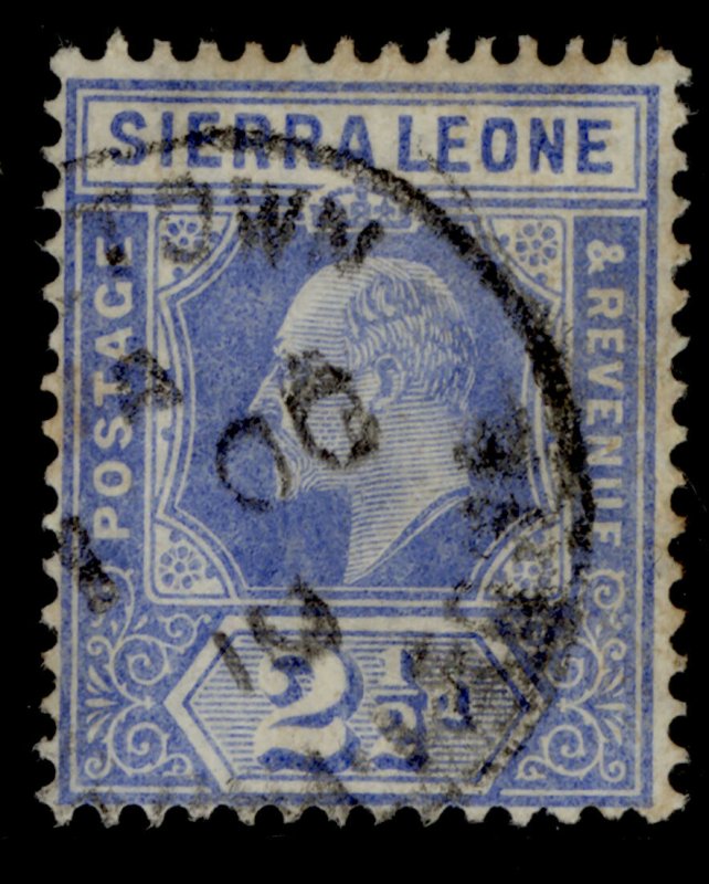 SIERRA LEONE EDVII SG103, 2½d blue, FINE USED.