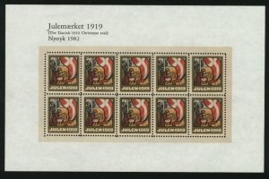 Denmark. Christmas Seal Souvenir Sheet  Mnh.1919/82 Reprint