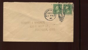 383 MAILOMETER TYPE IV USED PAIR ON 1912 COVER FROM INDIANA TO OHIO LV2572