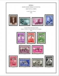 COLOR PRINTED OCCUPIED SERBIA +  YUGOSLAVIA 1941-1945 STAMP ALBUM PAGES (23 pgs)