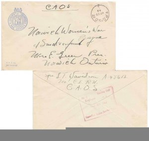 Canada Soldier's Free Mail 1943 F.P.O.-S.C.12 First Canadian Anti-Aircraft Br...