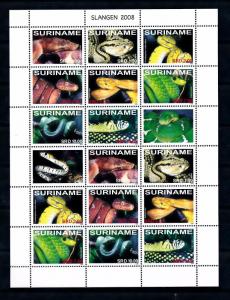 [SUV1551] Surinam 2008 Reptiles Snakes Miniature sheet with tabs MNH