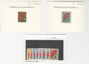 Salvador, Postage Stamp, #714-7, C188-91, 718, C193 Mint NH, 1960 Flower (p)