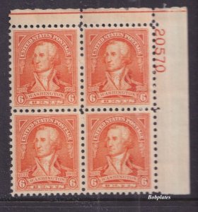 BOBPLATES #711 Washington Bicent Upper Right Plate Block 20570 VF MNH SCV=$70 *