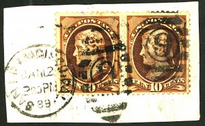 U.S. #209 USED PAIR ON PIECE