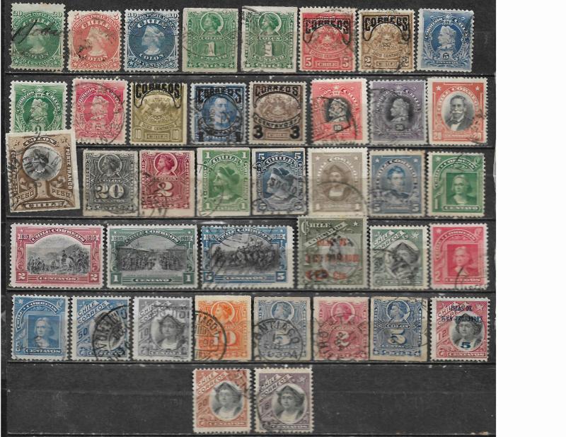 COLLECTION LOT OF 46 CHILE STAMPS 2 SCAN