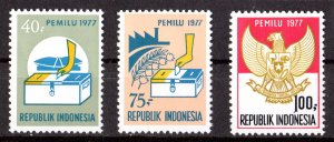 Indonesia 1977 Sc#988/990 ELECTIONS/COAT OF ARMS/BALLOT BOX Set (3) MNH