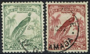 NEW GUINEA 1932 UNDATED BIRD 1/- AND 2/- USED