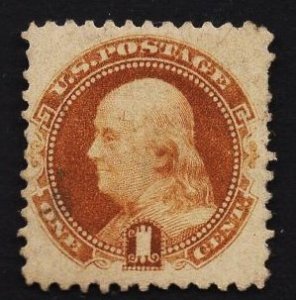 US Stamp #133 1c Buff Franklin WITHOUT GRILL, SOFT PAPER USED SCV $550